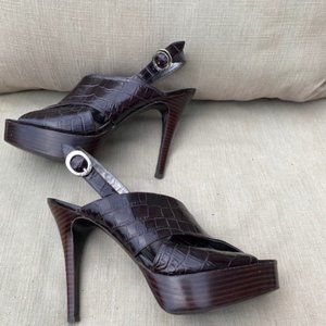 Guess Women's open toe pumps.  Size 7.5 M, Dark brown